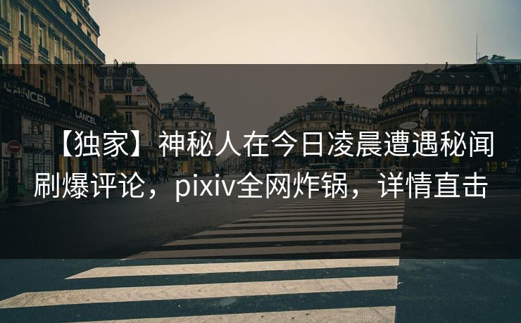 【独家】神秘人在今日凌晨遭遇秘闻刷爆评论，pixiv全网炸锅，详情直击