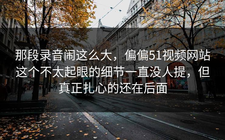 那段录音闹这么大，偏偏51视频网站这个不太起眼的细节一直没人提，但真正扎心的还在后面